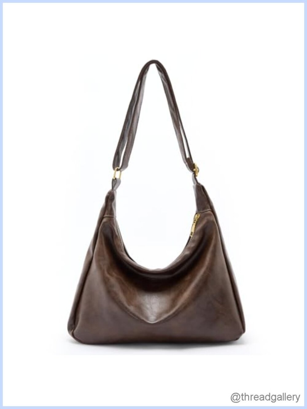 Slouchy Shoulder Bag Foldable Crossbody Hobo PU Leather Purse